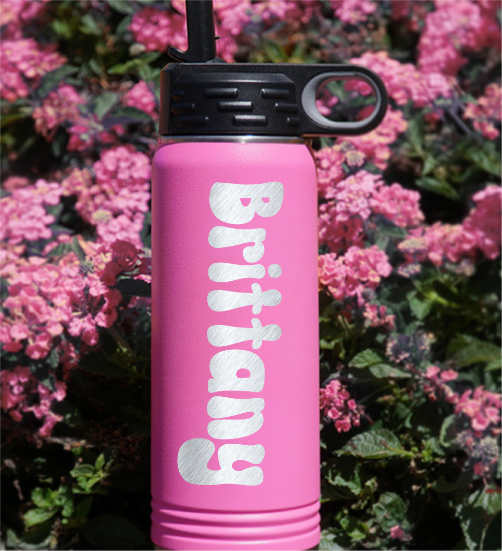 PERSONALIZED POLAR CAMEL 20 OZ WATER BOTTLE WITH STRAW LID - POWDER COATED