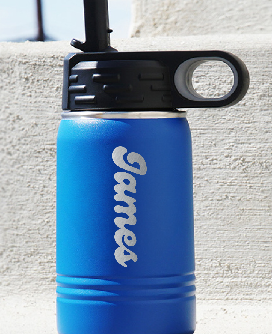 PERSONALIZED POLAR CAMEL 12 OZ WATER BOTTLE WITH STRAW LID - POWDER COATED