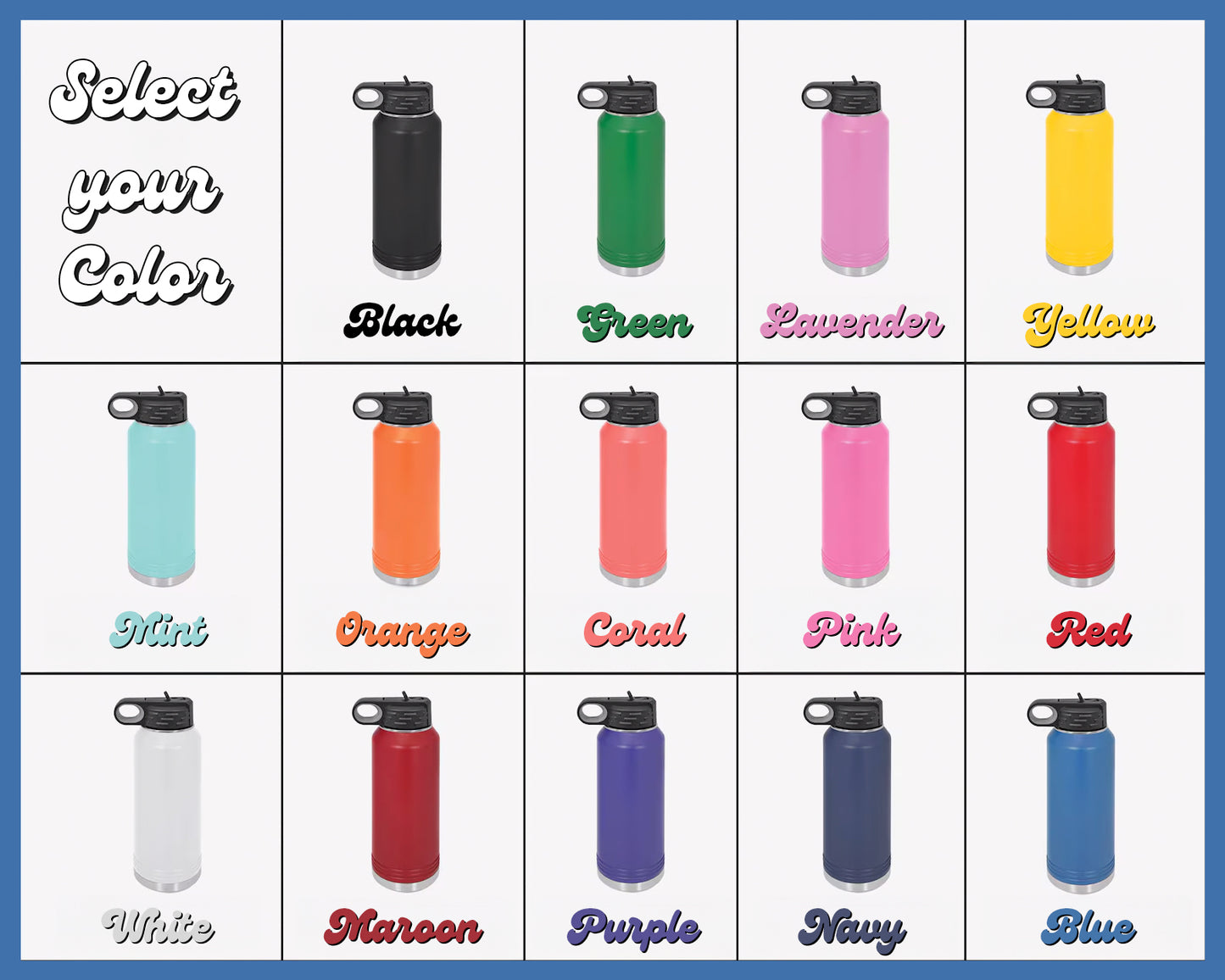 PERSONALIZED POLAR CAMEL 12 OZ WATER BOTTLE WITH STRAW LID - POWDER COATED